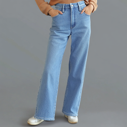 Emma | Blauwe Rechte Spijkerbroek