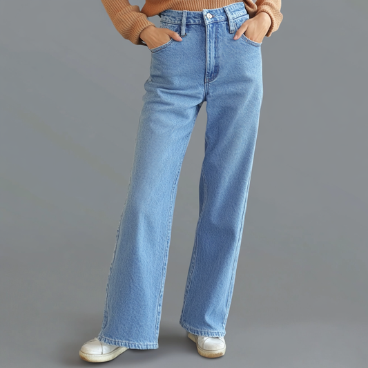 Emma | Blauwe Rechte Spijkerbroek